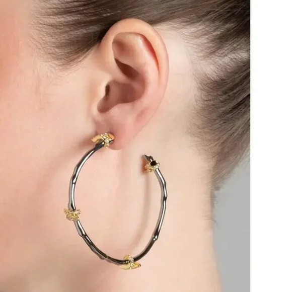 Alexis Bittar Barbed Wire Hoop Earrings Gunmetal